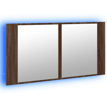 vidaXL LED-Spiegelschrank Braun Eichen-Optik 90x12x45 cm Acryl