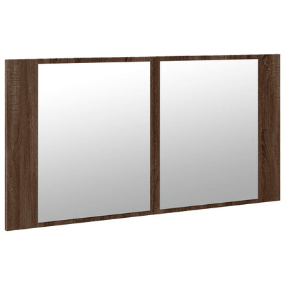 vidaXL LED-Spiegelschrank Braun Eichen-Optik 90x12x45 cm Acryl