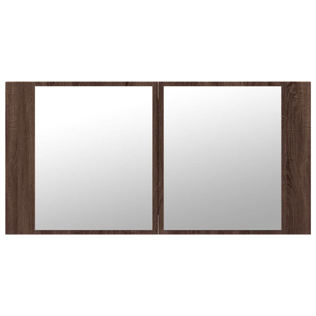 vidaXL LED-Spiegelschrank Braun Eichen-Optik 90x12x45 cm Acryl