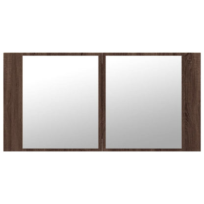 vidaXL LED-Spiegelschrank Braun Eichen-Optik 90x12x45 cm Acryl