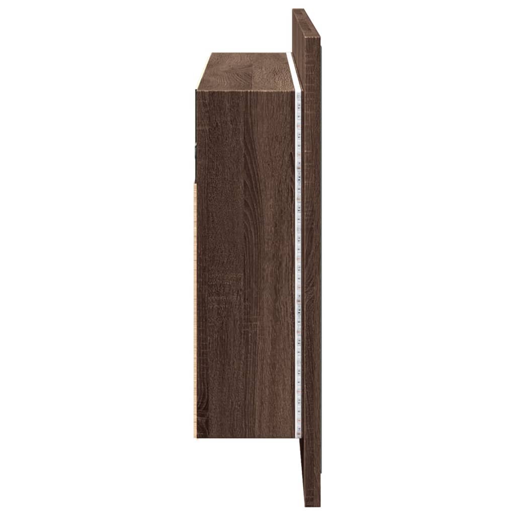 vidaXL LED-Spiegelschrank Braun Eichen-Optik 90x12x45 cm Acryl