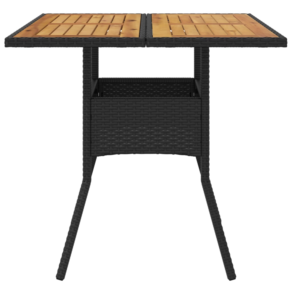 Table de jardin vidaXL avec plateau en bois noir 80x80x75 cm en résine tressée