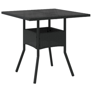 vidaXL Table de jardin avec plateau en verre Noir 80x80x75 cm Résine tressée