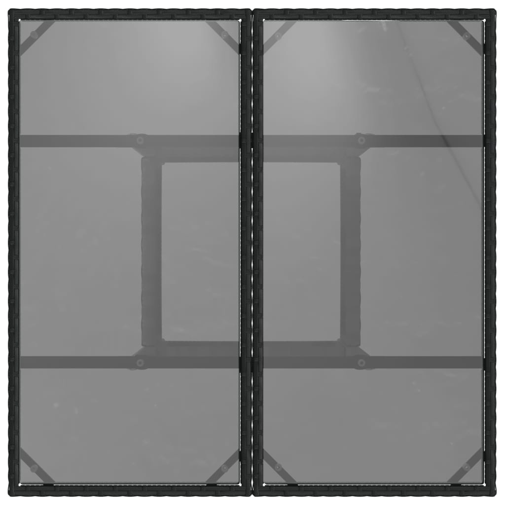 vidaXL Table de jardin avec plateau en verre Noir 80x80x75 cm Résine tressée