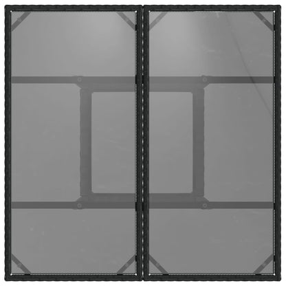 vidaXL Table de jardin avec plateau en verre Noir 80x80x75 cm Résine tressée