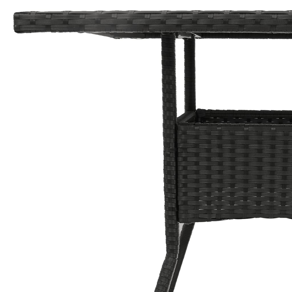 vidaXL Table de jardin avec plateau en verre Noir 80x80x75 cm Résine tressée