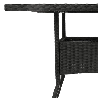 vidaXL Table de jardin avec plateau en verre Noir 80x80x75 cm Résine tressée