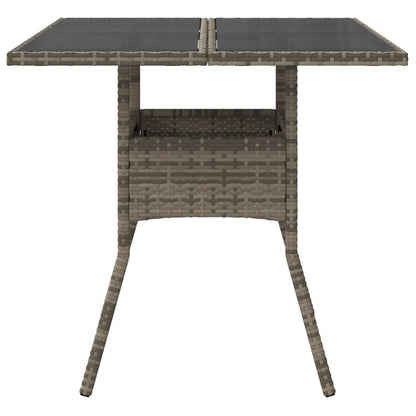 vidaXL Gartentisch mit Glasplatte Grau 80x80x75 cm Poly Rattan