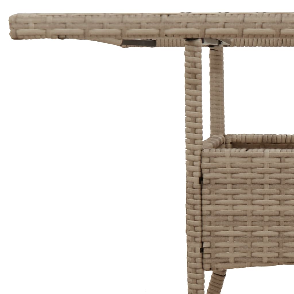 vidaXL Table de jardin avec plateau en verre Beige 80x80x75 cm Poly rotin