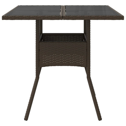 vidaXL Gartentisch mit Glasplatte Braun 80x80x75 cm Poly Rattan