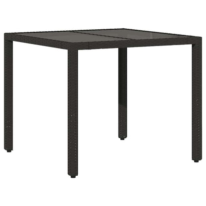 vidaXL Table de jardin avec plateau en verre Noir 90x90x75 cm Résine tressée