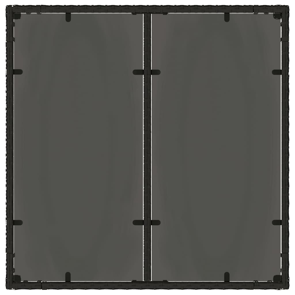 vidaXL Table de jardin avec plateau en verre Noir 90x90x75 cm Résine tressée
