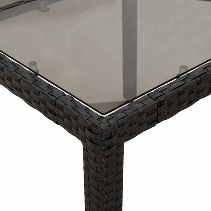 vidaXL Table de jardin avec plateau en verre Noir 90x90x75 cm Résine tressée
