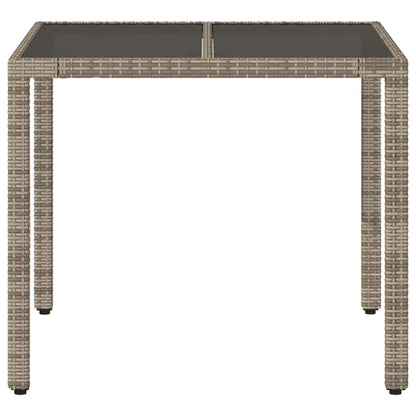 vidaXL Gartentisch mit Glasplatte Grau 90x90x75 cm Poly Rattan