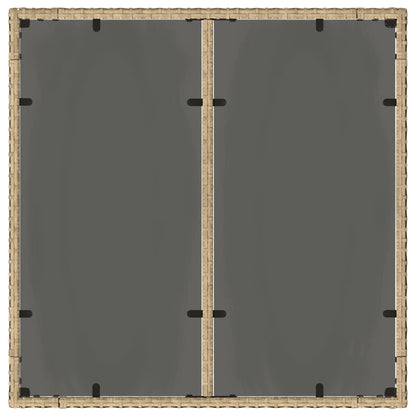 vidaXL Table de jardin en poly rotin avec plateau en verre Beige 90x90x75 cm
