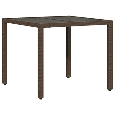 vidaXL Table de jardin avec plateau en verre marron 90x90x75 cm résine tressée