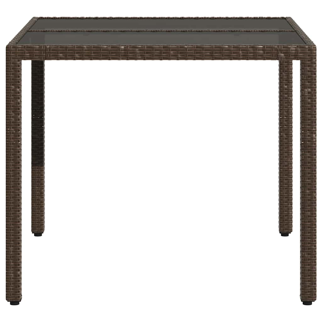 vidaXL Table de jardin avec plateau en verre marron 90x90x75 cm résine tressée