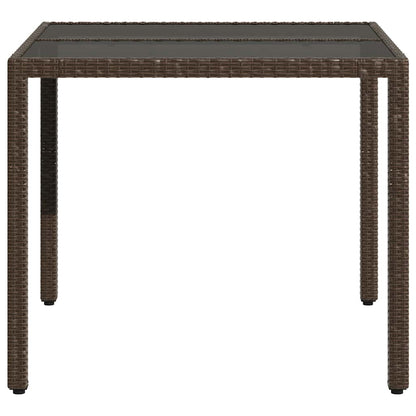 vidaXL Table de jardin avec plateau en verre marron 90x90x75 cm résine tressée