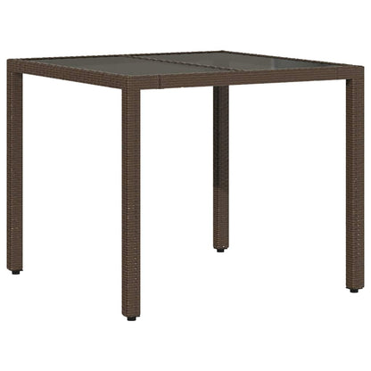 vidaXL Table de jardin avec plateau en verre marron 90x90x75 cm résine tressée