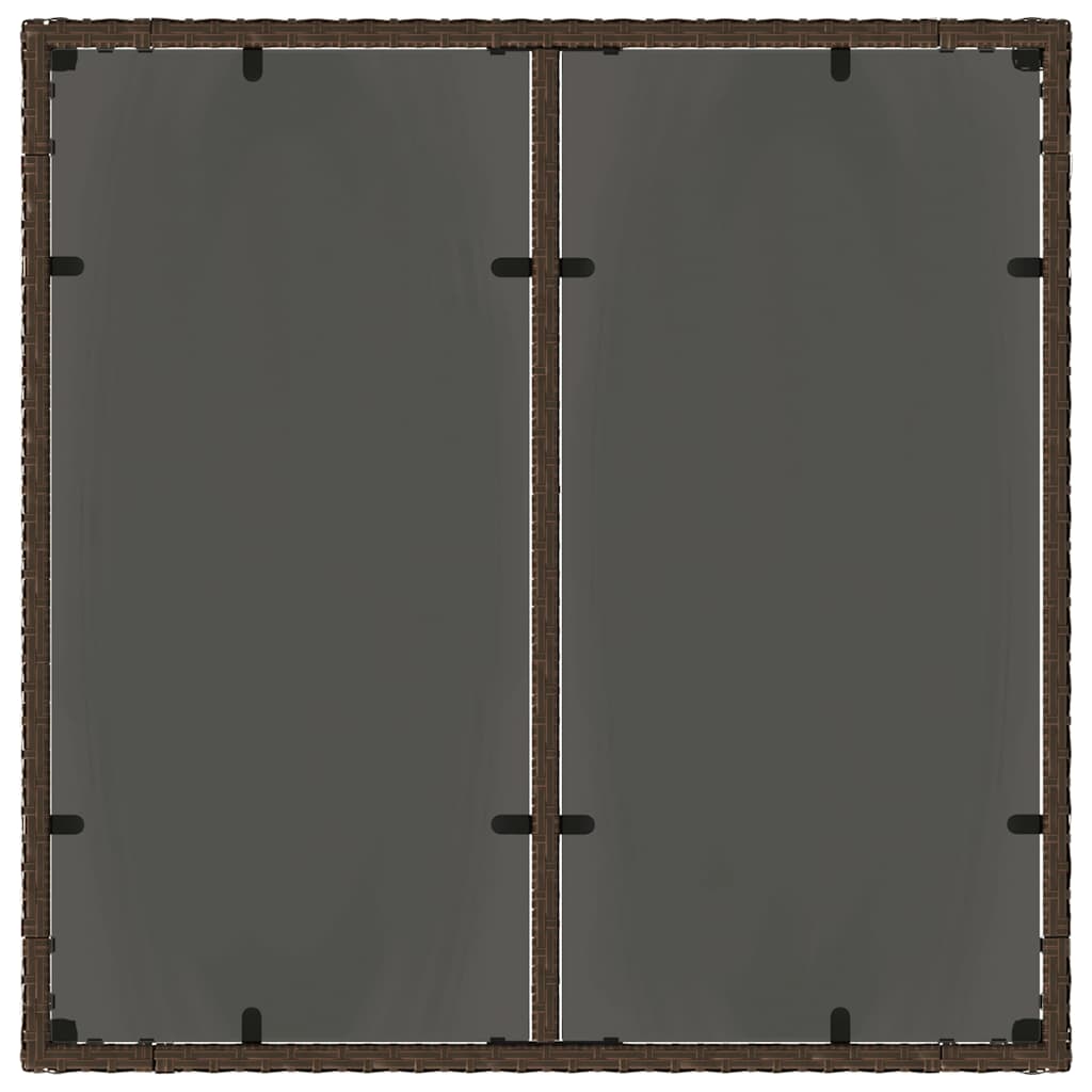 vidaXL Table de jardin avec plateau en verre marron 90x90x75 cm résine tressée