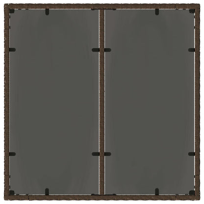 vidaXL Table de jardin avec plateau en verre marron 90x90x75 cm résine tressée