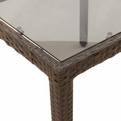 vidaXL Table de jardin avec plateau en verre marron 90x90x75 cm résine tressée