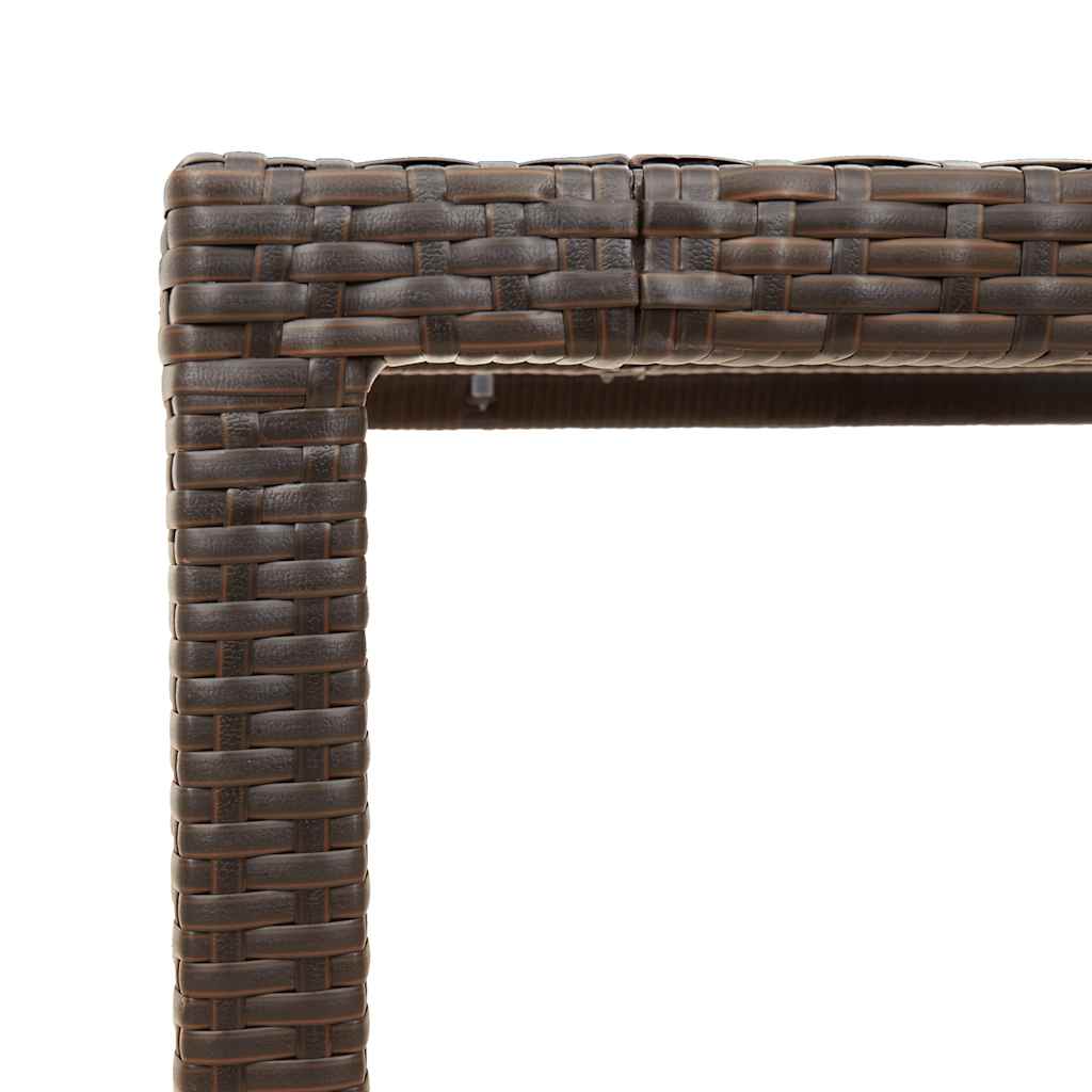 vidaXL Table de jardin avec plateau en verre marron 90x90x75 cm résine tressée