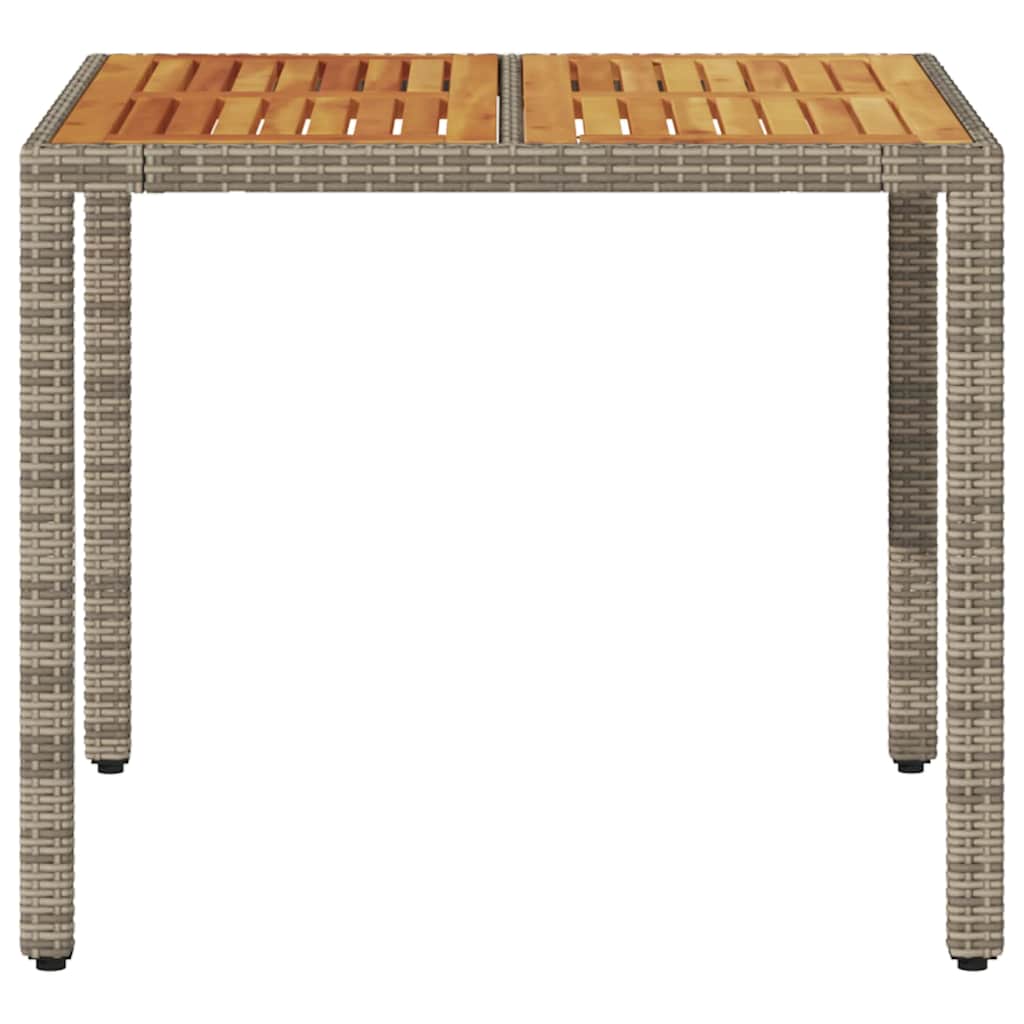 vidaXL Gartentisch mit Akazienholz-Platte Grau 90x90x75 cm Poly Rattan