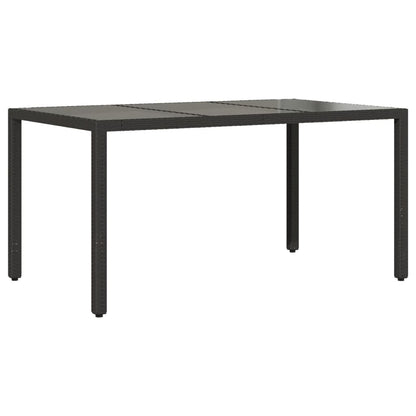 vidaXL Table de jardin avec plateau en verre Noir 150x90x75 cm Résine tressée