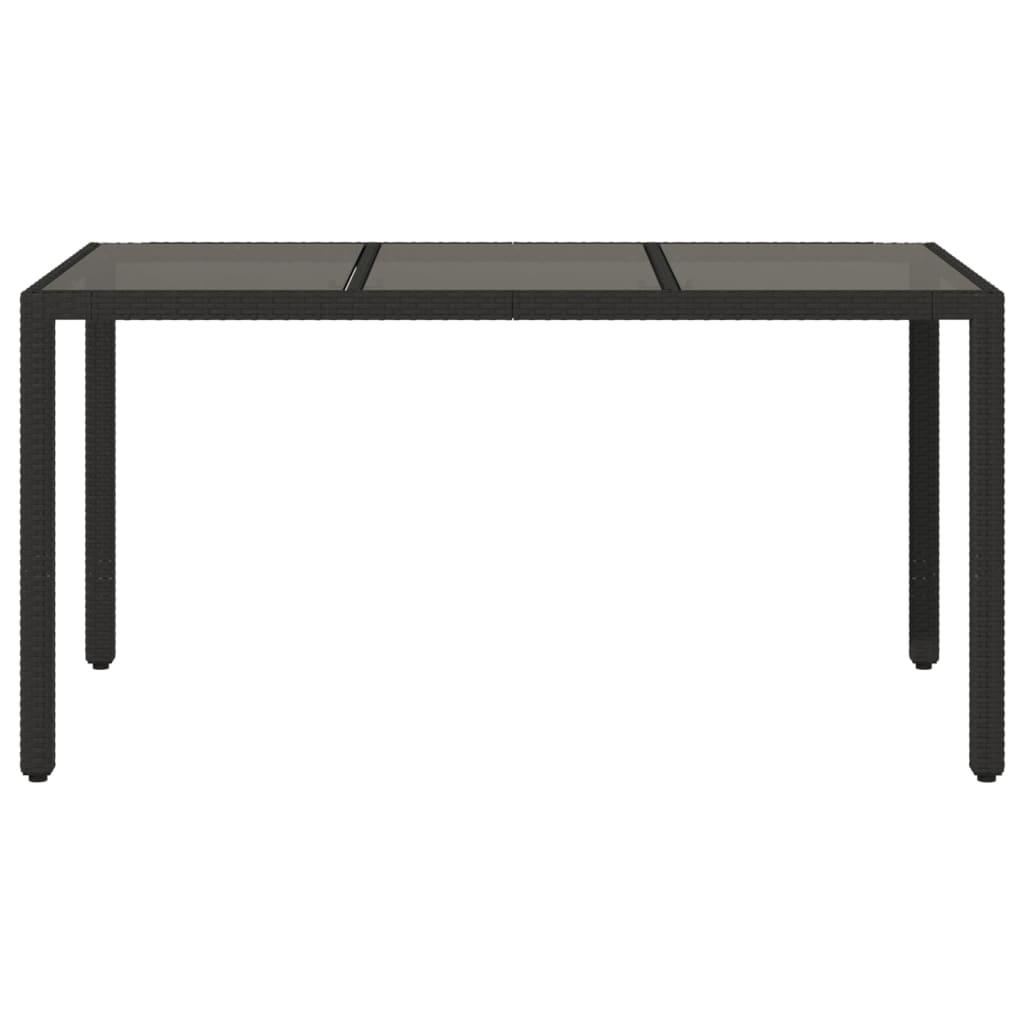 vidaXL Table de jardin avec plateau en verre Noir 150x90x75 cm Résine tressée