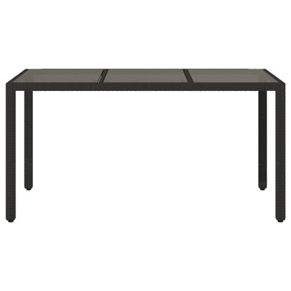 vidaXL Table de jardin avec plateau en verre Noir 150x90x75 cm Résine tressée