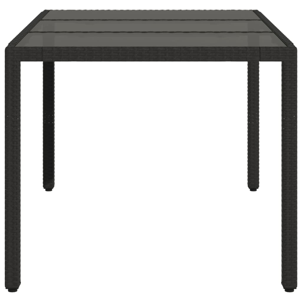 vidaXL Table de jardin avec plateau en verre Noir 150x90x75 cm Résine tressée