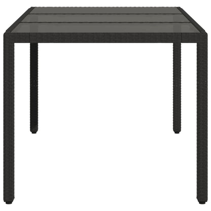 vidaXL Table de jardin avec plateau en verre Noir 150x90x75 cm Résine tressée