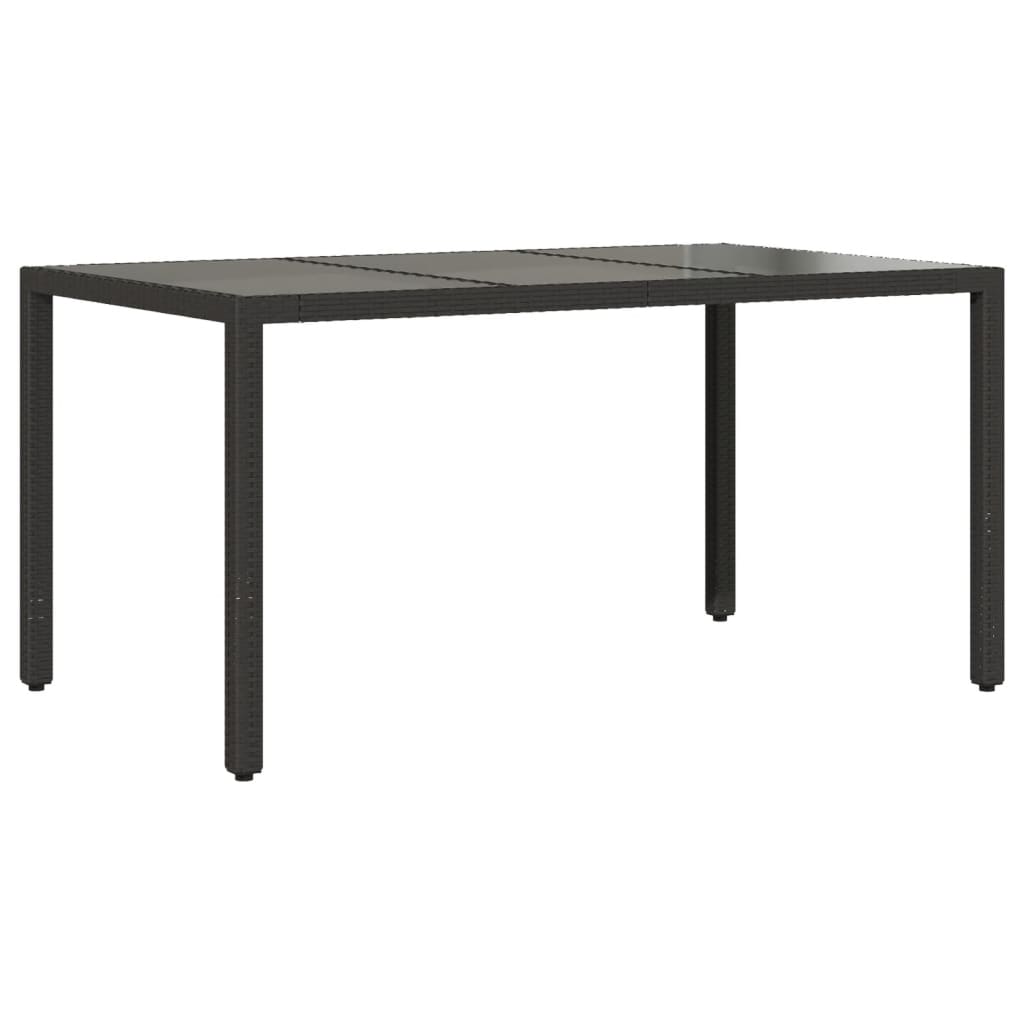 vidaXL Table de jardin avec plateau en verre Noir 150x90x75 cm Résine tressée