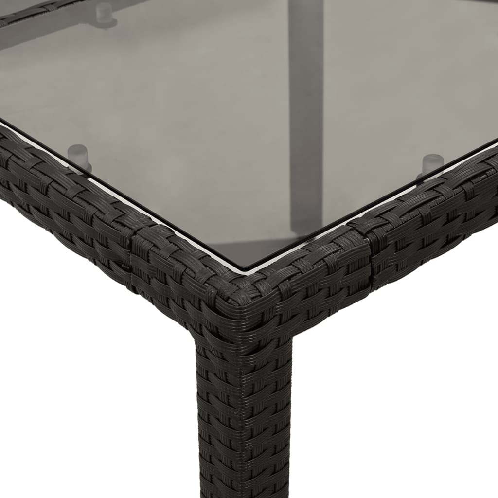 vidaXL Table de jardin avec plateau en verre Noir 150x90x75 cm Résine tressée