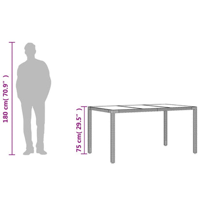 vidaXL Table de jardin avec plateau en verre Noir 150x90x75 cm Résine tressée