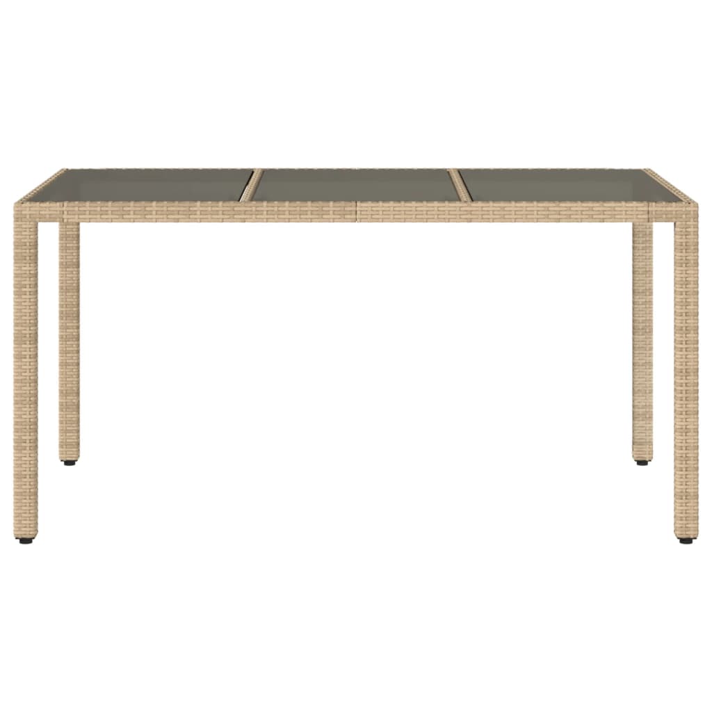 vidaXL Table de jardin avec plateau en verre Beige 150x90x75 cm Résine tressée