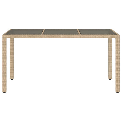 vidaXL Table de jardin avec plateau en verre Beige 150x90x75 cm Résine tressée