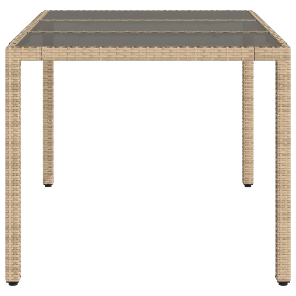 vidaXL Table de jardin avec plateau en verre Beige 150x90x75 cm Résine tressée