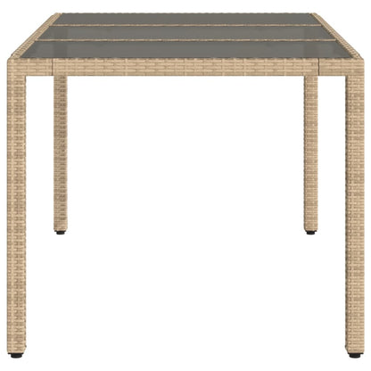 vidaXL Table de jardin avec plateau en verre Beige 150x90x75 cm Résine tressée