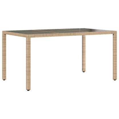 vidaXL Table de jardin avec plateau en verre Beige 150x90x75 cm Résine tressée