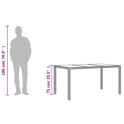 vidaXL Table de jardin avec plateau en verre Beige 150x90x75 cm Résine tressée