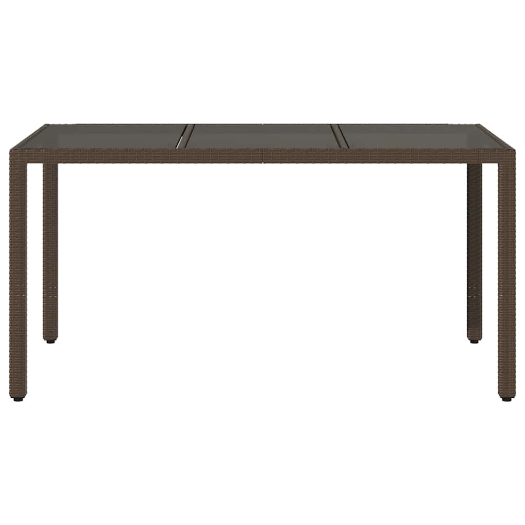 vidaXL Gartentisch mit Glasplatte Braun 150x90x75 cm Poly Rattan