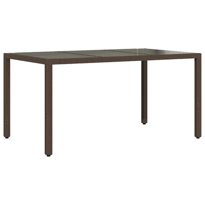 vidaXL Gartentisch mit Glasplatte Braun 150x90x75 cm Poly Rattan