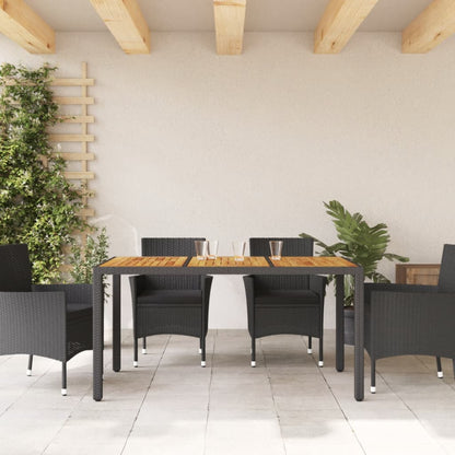 vidaXL Table de jardin avec plateau en bois d'acacia Résine tressée Noir