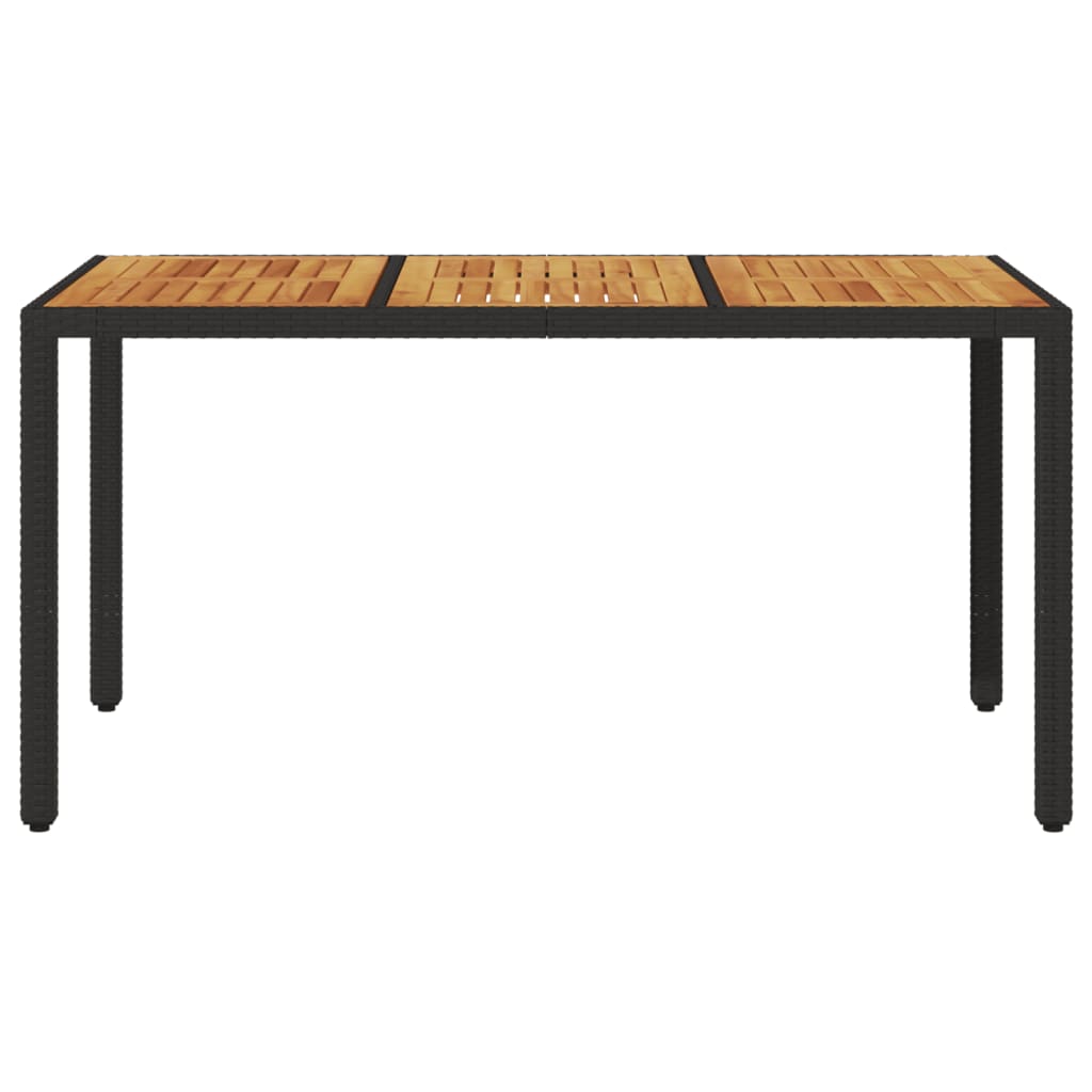 vidaXL Table de jardin avec plateau en bois d'acacia Résine tressée Noir