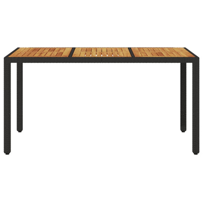 vidaXL Table de jardin avec plateau en bois d'acacia Résine tressée Noir