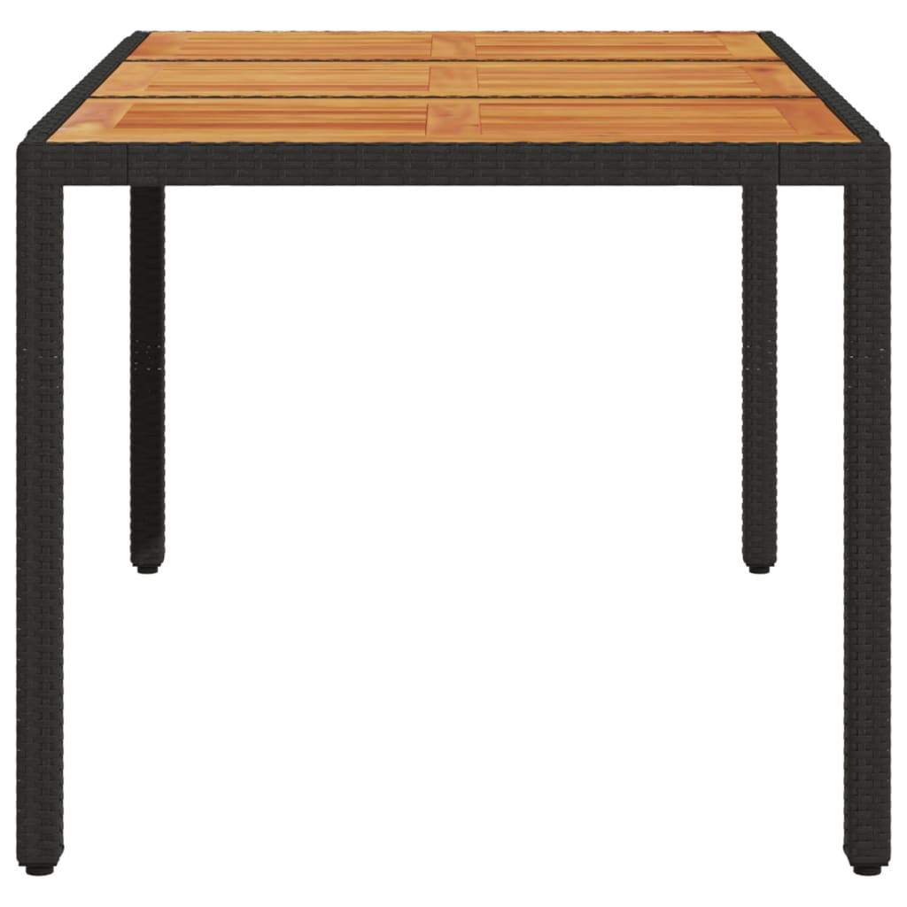 vidaXL Table de jardin avec plateau en bois d'acacia Résine tressée Noir