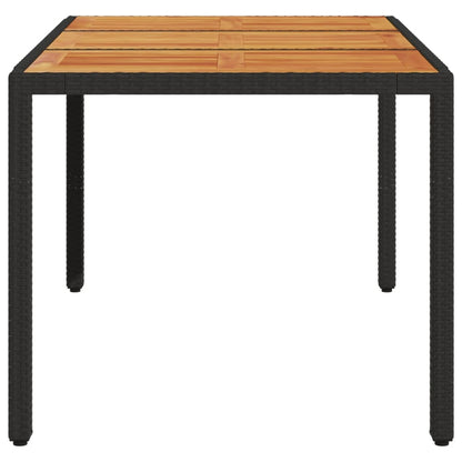 vidaXL Table de jardin avec plateau en bois d'acacia Résine tressée Noir