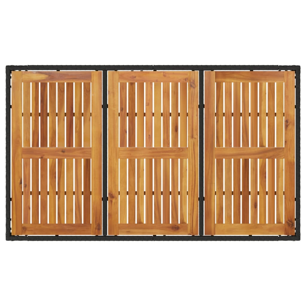 vidaXL Table de jardin avec plateau en bois d'acacia Résine tressée Noir